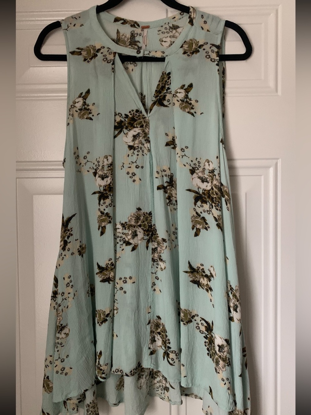 Free People Mint Green Floral Sleeveless Mini Swing Dress Size S